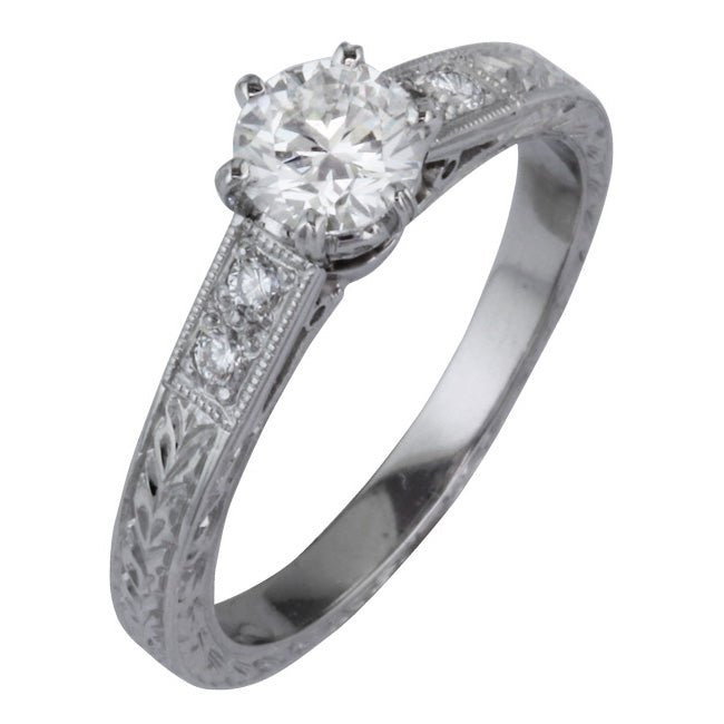 Hand Engraved Engagement Ring in Vintage Laurel Pattern – The London ...