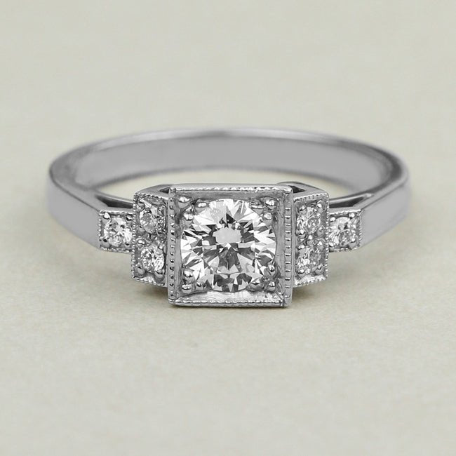 Vintage Style Round Diamond Ring with a Unique Square Centre – The ...