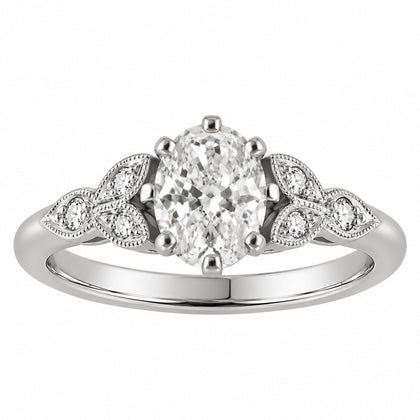 oval diamond and platinum floral engagement ring platinum vintage style