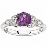 platinum purple sapphire and diamond vintage floral engagement ring