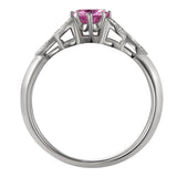 Pink Sapphire engagement ring with floral diamond band