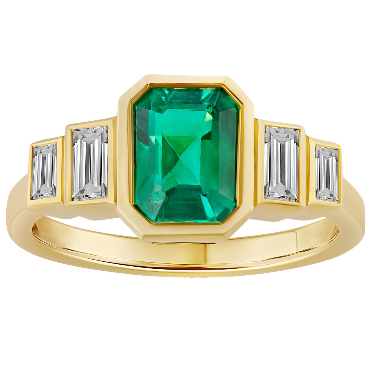 Emerald with baguette diamonds, Art Deco ring made in Hatton Garden, London.