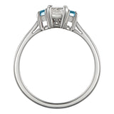 Vintage aquamarine and diamond trilogy ring in platinum