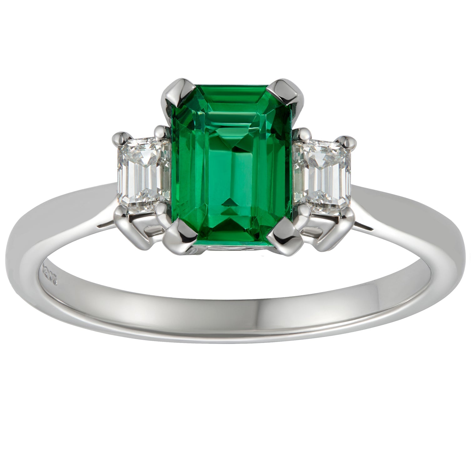 Emerald and diamond three stone ring Hatton Garden
