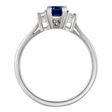 Blue sapphire and baguette diamond ring