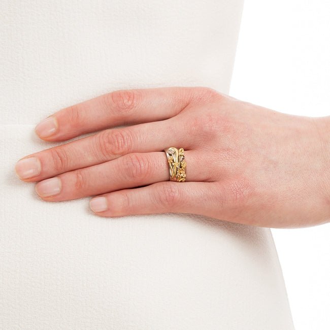 Secret messages wedding ring on hand