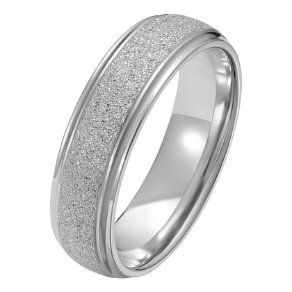 6mm Sandbast Stone Pattern Wedding Ring in Platinum