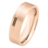 6mm rose gold flat court brushed decorative wedding band
