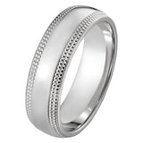 6mm platinum mens ring with decorative double milgrain edging