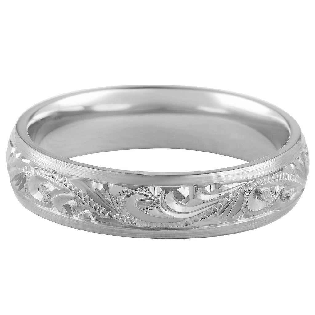 5mm Paisley Pattern Engraved Platinum Wedding Band in Court Shape – The ...