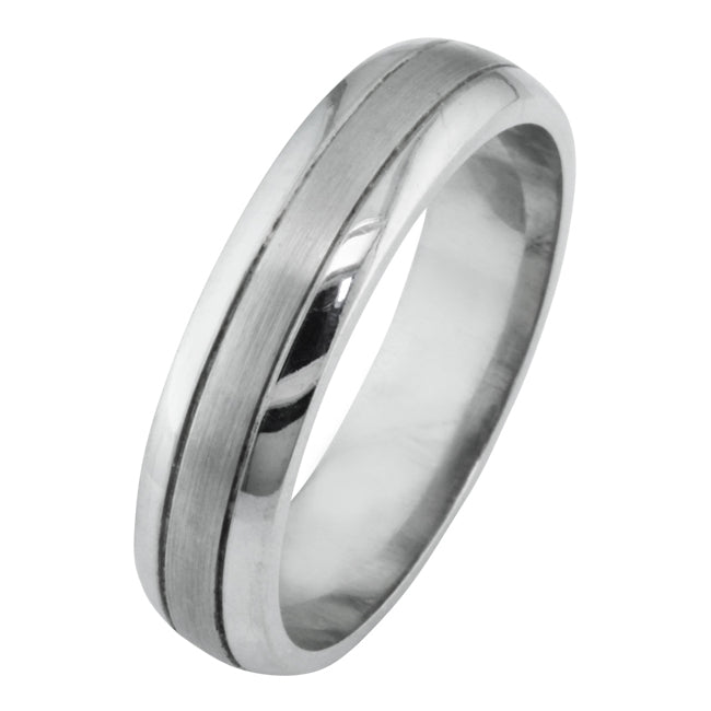 5mm ridged satin and polished men's ring