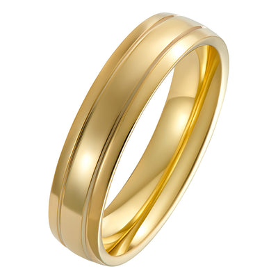 5mm yellow gold brushed court mens wedding ring