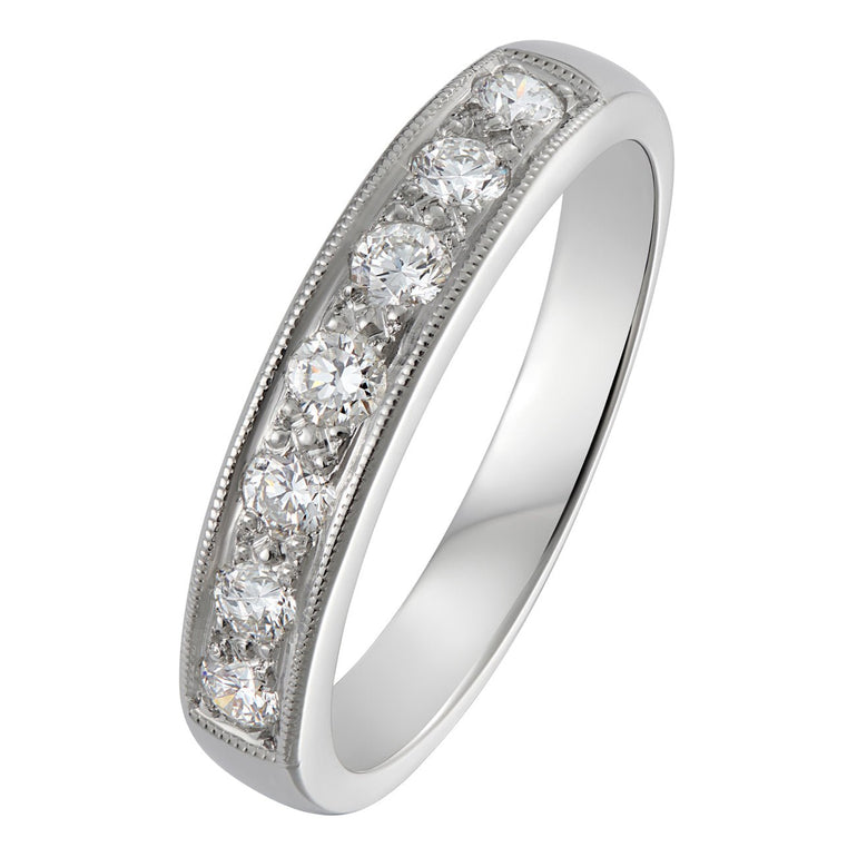 7 stone diamond ring in white gold