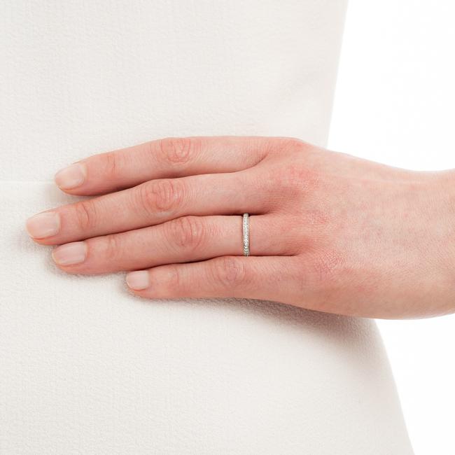 White gold full diamond wedding ring on hand