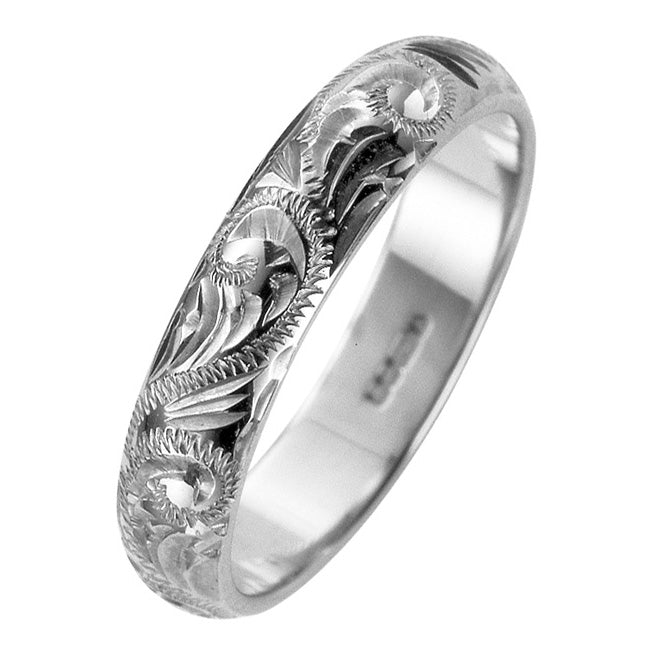 Paisley pattern engraved wedding band