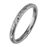 2mm paisley pattern engraved wedding ring white gold
