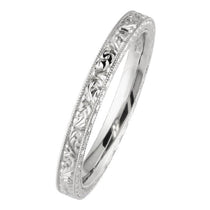 Scroll pattern engraved wedding ring
