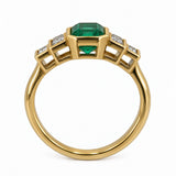 Emerald with baguette diamonds, Art Deco ring made in Hatton Garden, London