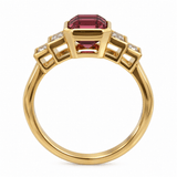 Unique Pink Sapphire Ring with Baguette Diamonds