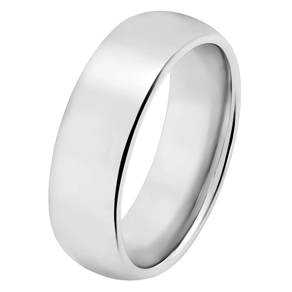 7mm mens court wedding ring with brushed finish in platinum