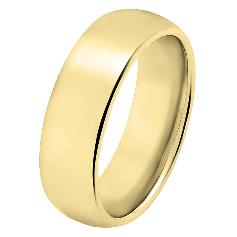 7mm mens yellow gold court wedding ring brushed finish