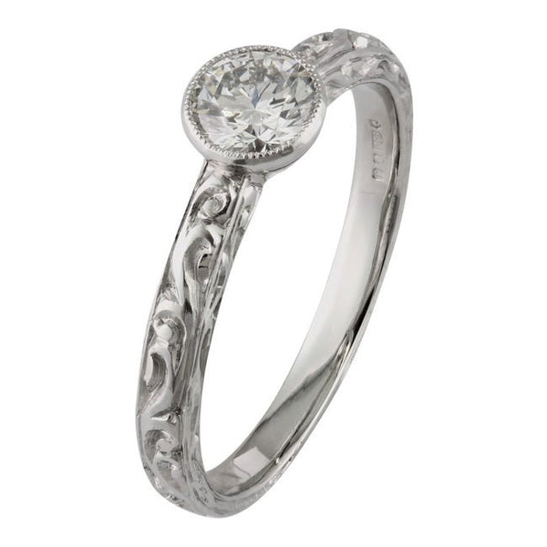 Victorian Scroll Pattern Platinum Engraved Wedding Ring | London UK ...