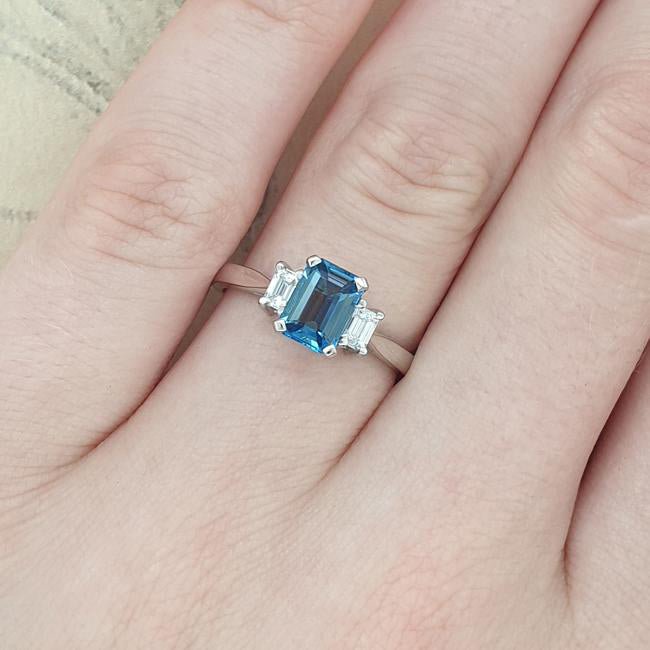 Aquamarine three stone ring