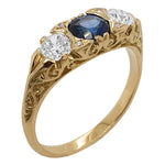 Victorian style sapphire half hoop ring
