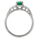 Vintage inspired emerald and diamond engagement ring platinum handcrafted in the UK