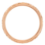 Hand engraved antique scroll pattern wedding ring in 18ct rose gold, bespoke 4mm band. Made in the UK