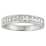 half eternity ring with twelve with baguette-cut diamonds in platinum. Made in London