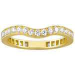 curved full eternity wedding ring in 18ct yellow gold with millegrain. Made in London