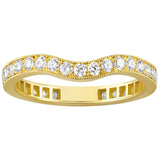 curved full eternity wedding ring in 18ct yellow gold with millegrain. Made in London