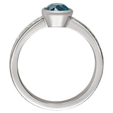 Vintage style engraved ring with teal sapphire. Made in London.