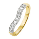 Two tone wedding ring in 18 carat yellow gold and platinum. Made in London