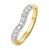 Two tone wedding ring in 18 carat yellow gold and platinum. Made in London