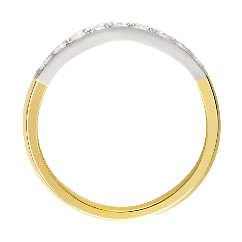 side view Two tone gold and platinum ring 