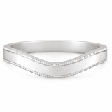 wishbone wedding band with millegrain in platinum. Made in London UK