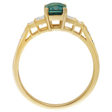 Green Sapphire and diamond engagement ring in 18ct yellow gold. Made in London