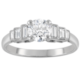 Bespoke Brilliant Cut Engagement Ring with Baguette Diamond Shoulders