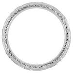 floral style engraved wedding ring in platinum. Made in Hatton Garden