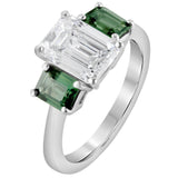 Bespoke Lab Grown Diamond and Green Sapphire Ring in Platinum