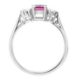 Pink Sapphire and Diamond Three Stone Ring