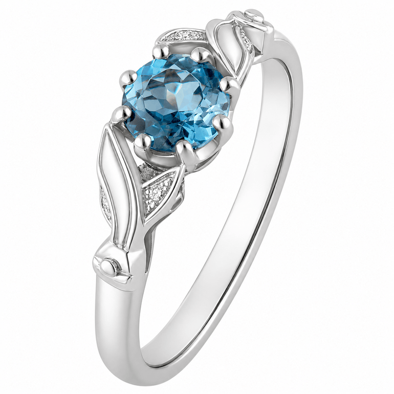 vintage style engagement ring with aquamarine. Made in London