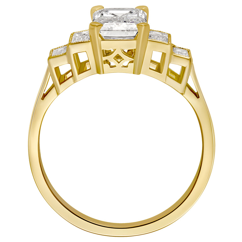 Vintage style 5 stone diamond ring in 18ct yellow gold. Made in London.
