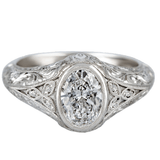 Hand-Engraved Bespoke Oval Diamond Engagement Ring