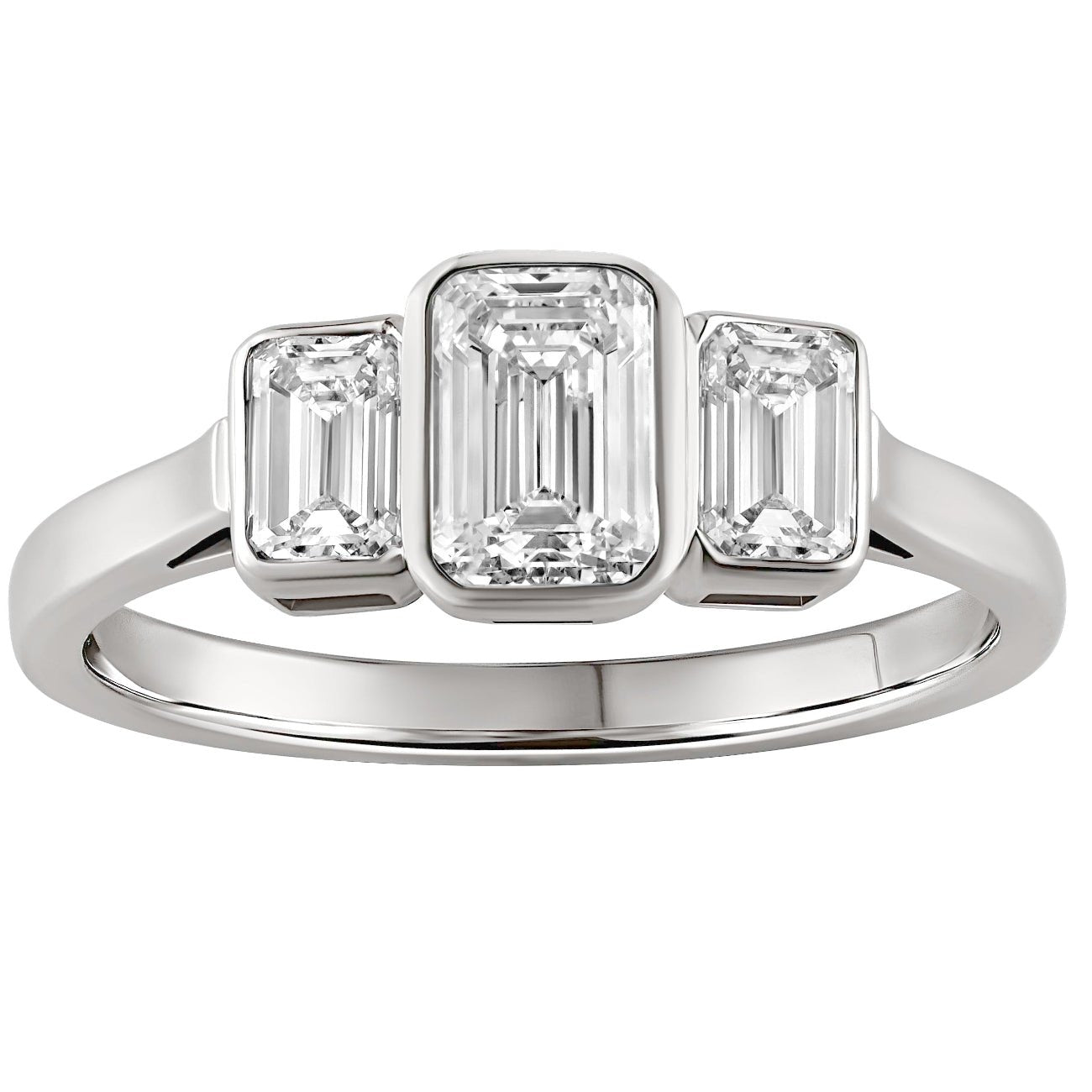 Emerald cut lab grown diamond in 18ct white gold. Made in the UK.