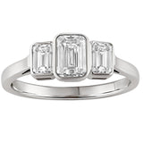 Emerald cut lab grown diamond in 18ct white gold. Made in the UK.