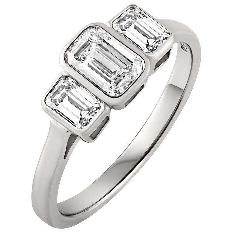 Rubover engagement ring with lab grown diamonds in 18ct white gold. Made in Hatton Garden.