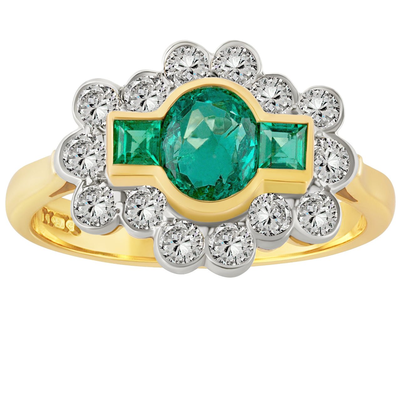 Vintage Emerald and diamond ring in 18ct yellow and 19ct white gold